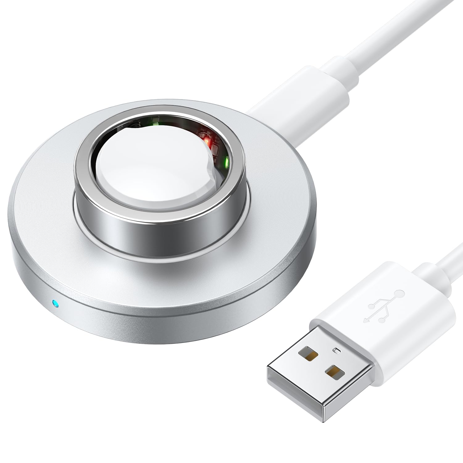 Compatible with Oura Ring Gen 3 Charger (Size 11), Fast and Safe Charging Dock with USB-C Cable, Aluminum Alloy Material, Silicone Anti-Slip Base Design, Essential for Oura Ring Gen 3 Users (Silver)