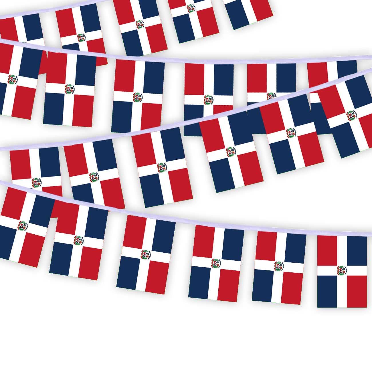 30 PCS Dominican Flag String,32 FT Dominican Republic Decor Bunting,Decoration Banner for Outdoor Indoor Patio Yard Decor — image 1