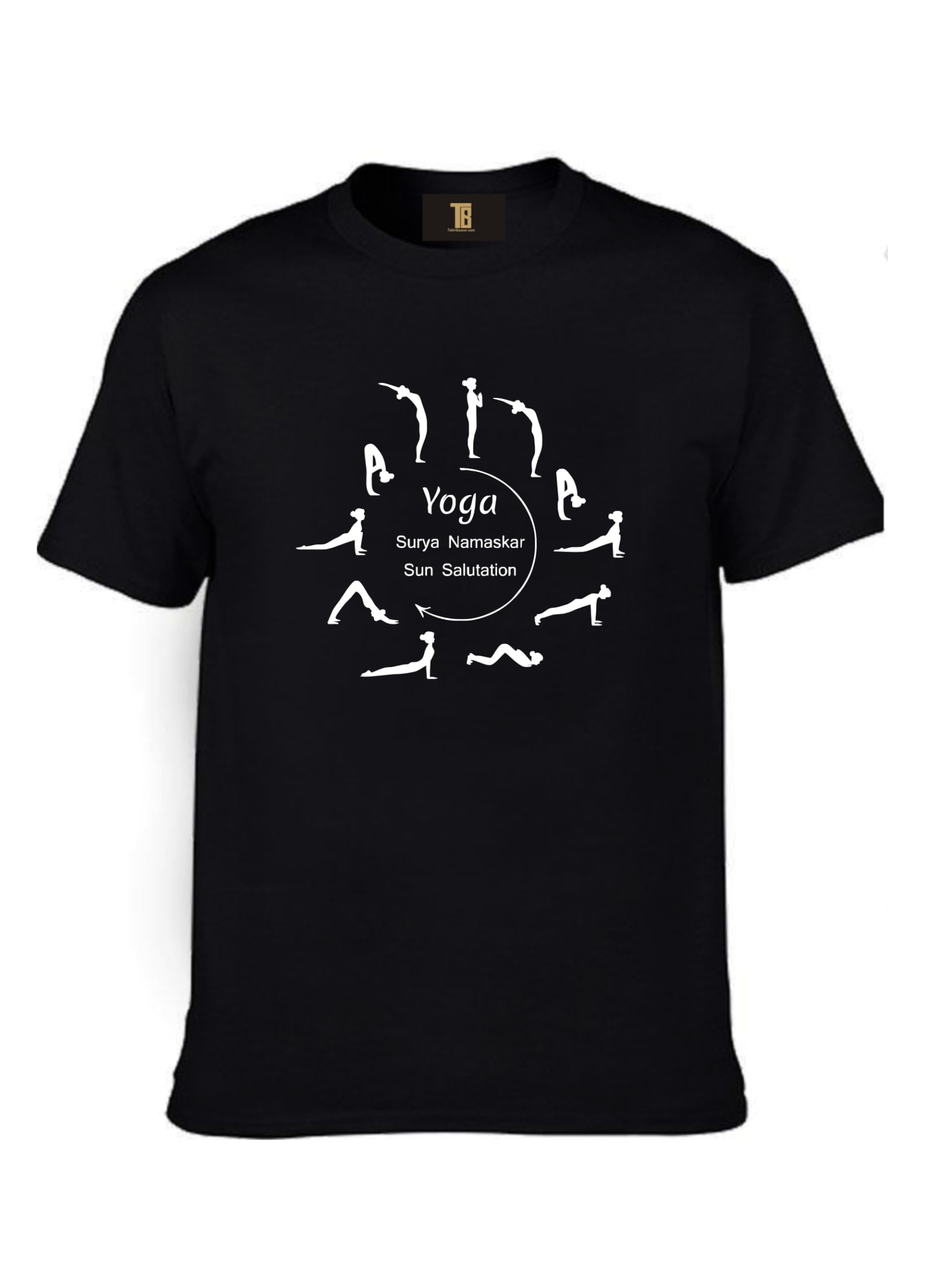 trendify Men's Women's Regular Fit Graphic Printed Surya Namaskar Yoga Pose Round Neck 100% Cotton Half Sleeve T Shirt-picture-26