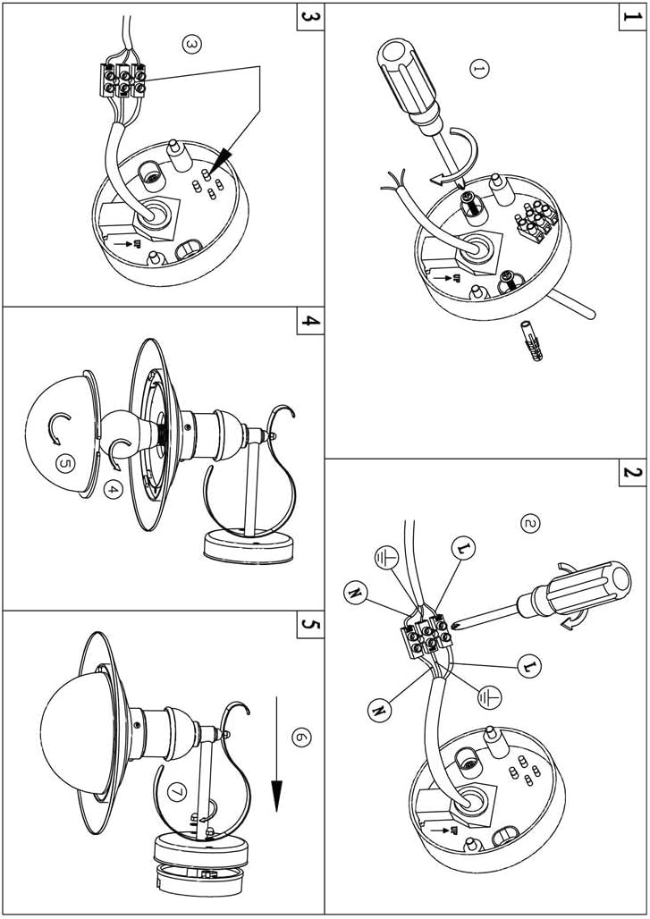 RABALUX 8270 Oslo Wall Lamp etapas de instalação