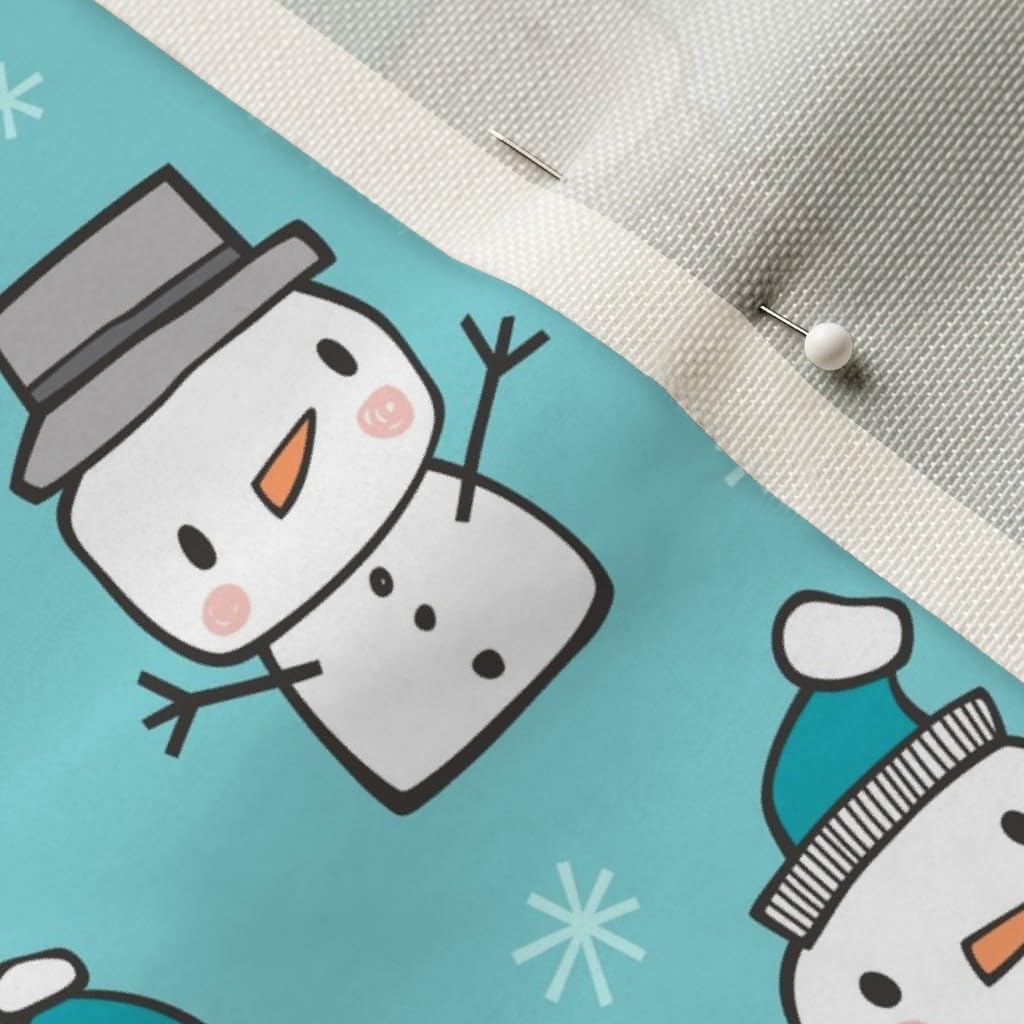 Spoonflower Fabric - Winter Christmas Snowman Snowflakes Blue Holidays Snow Printed on Upholstery Velvet Fabric Fat Quarter - Upholstery Home Decor Bottomweight Apparel