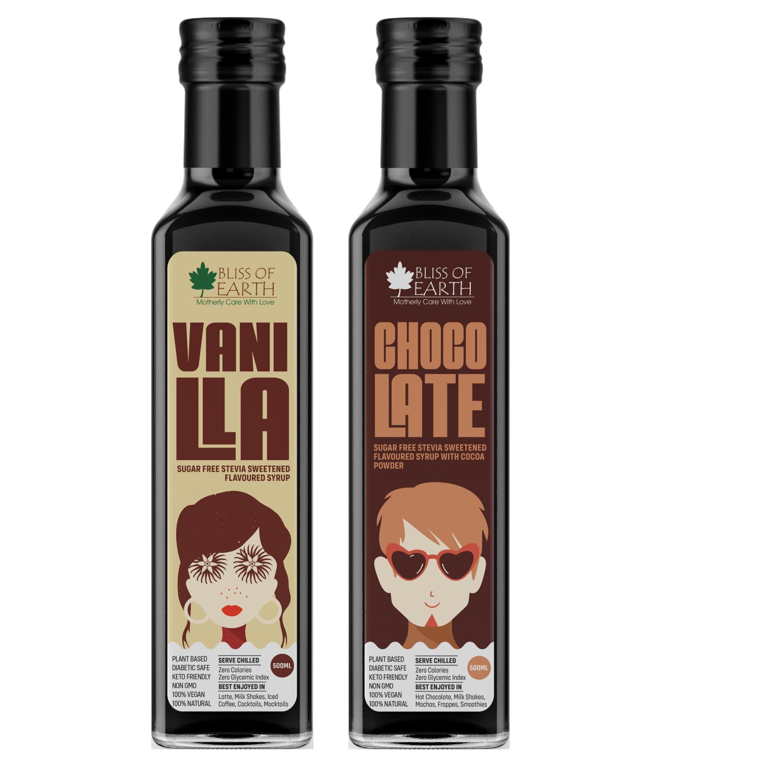 Bliss of Earth Stevia Sweetened Sugar Free Vanilla Syrup & Sugarfree Chocolate Syrup For Hot Chocolate, Coffee, Milkshake, Cocktail Mocktail. Diabetic Safe, Zero Calorie, 500ml (Pack of 2) (B0D3DHS2FV) Amazon Price History, Amazon Price Tracker