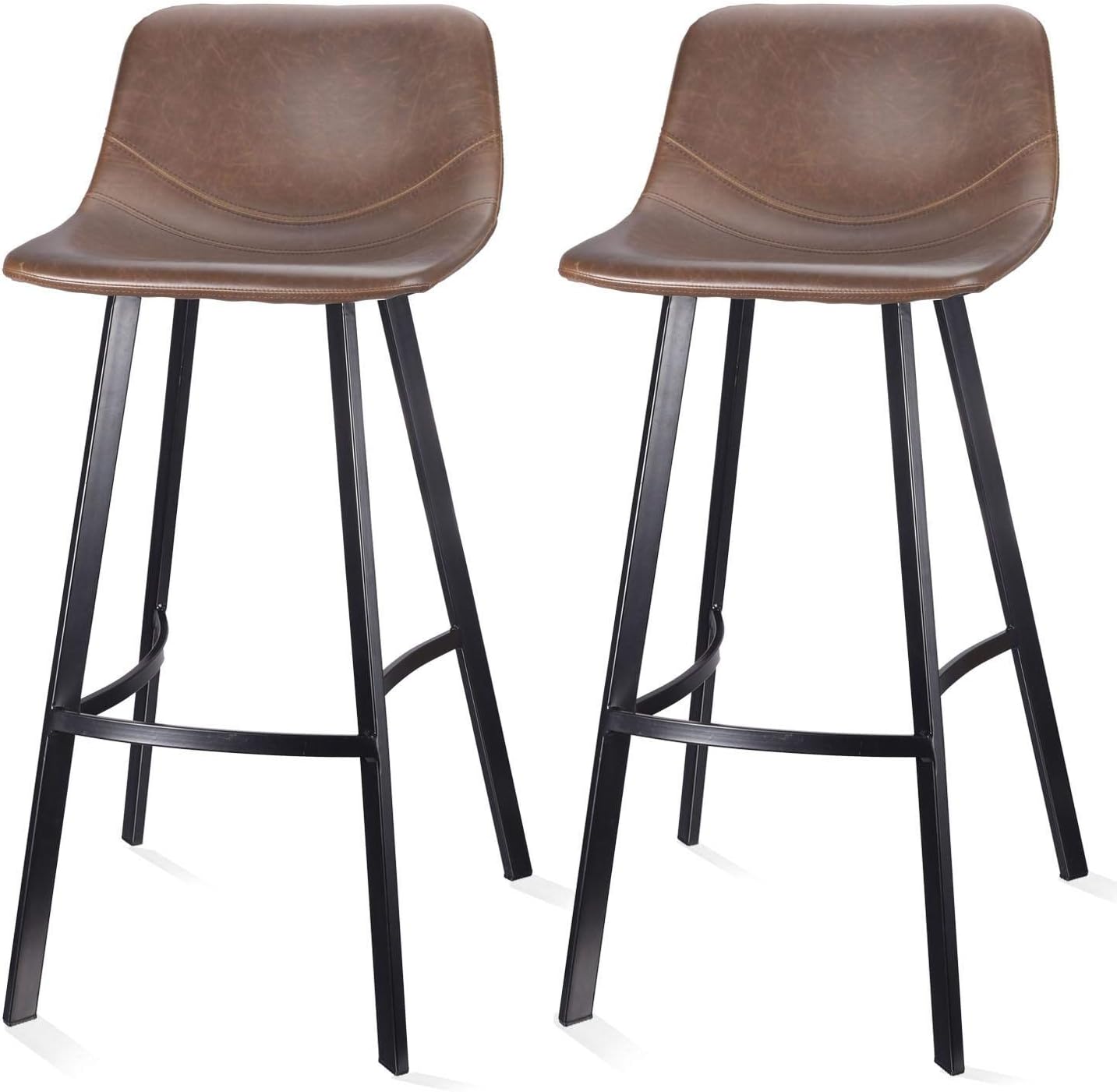 Amazoncom Justroomy 30 Bar Stool Pu Leather Dining Chair Barstool With Backrest And Black Metal Base Mid Century Style For Basement Bar Kitchen Table Dining Room Patio Bistro Farmhouse Restaurant