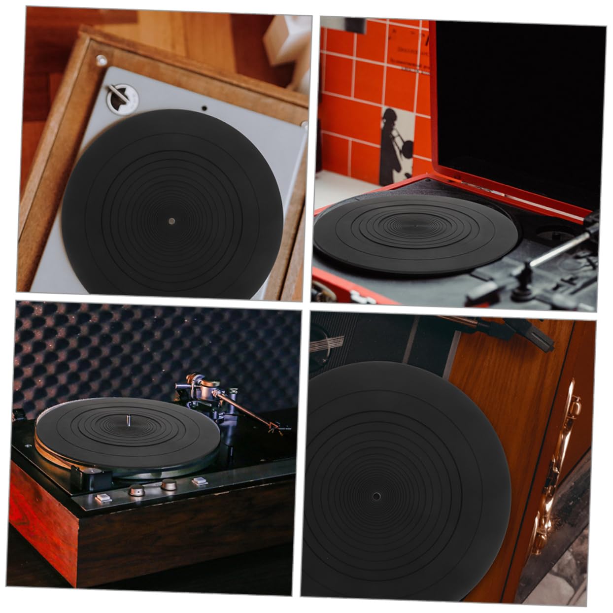2 Stück Antistatik Silikon Plattentellermatte für Vinyl Schwarz | Ersatz für Schutzauflagen, Hält den Teller Sauber und Stabil, Passend für Schallplatten