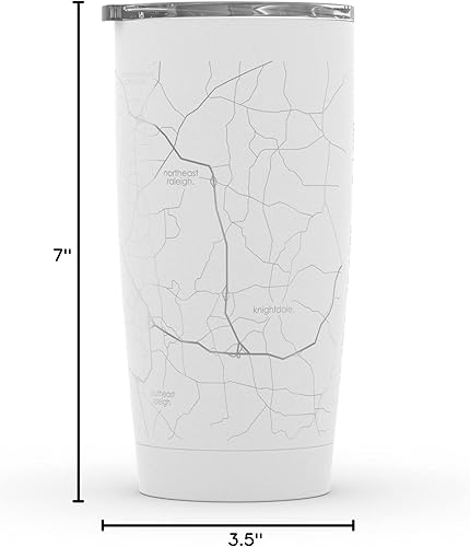 Vista 521 de Well Told Vaso de café aislado con diseño de mapa de Nueva York grabado, taza de acero inoxidable grabada (20 onzas, negro) con aislamiento de mapa