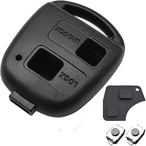 1neiSmartech Scocca Guscio Cover Per Chiave Telecomando 2 Tasti Compatibile Per Auto Toyota Corolla Rav4 Celica, Colore Nero Ricambio Completo Di Pulsanti In Gomma E Vite - Foto 7