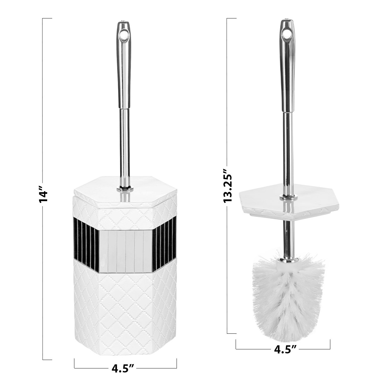 Creative Scents Bathroom Toilet Brush Set Quilted Mirror Collection