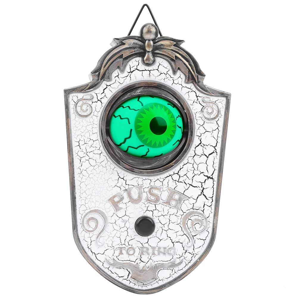 Halloween Doorbell, Halloween Door Decoration with Lightup Eyeball, Spooky Sounds, Trick or Treat Event