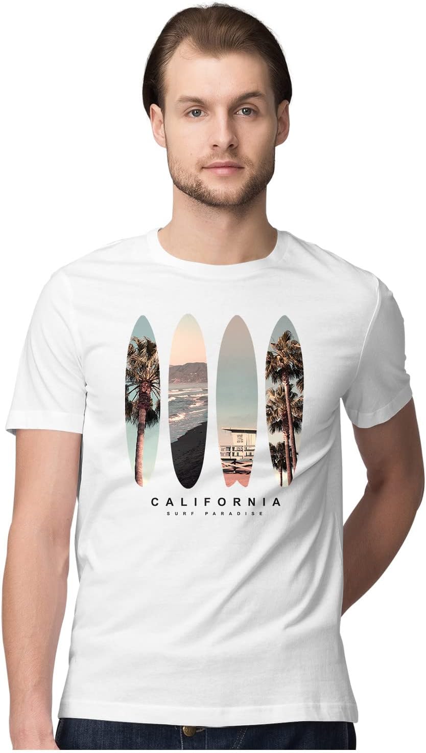 HeybrohMen's Regular Fit T-Shirt California Surf Paradise 100% Cotton T-Shirt