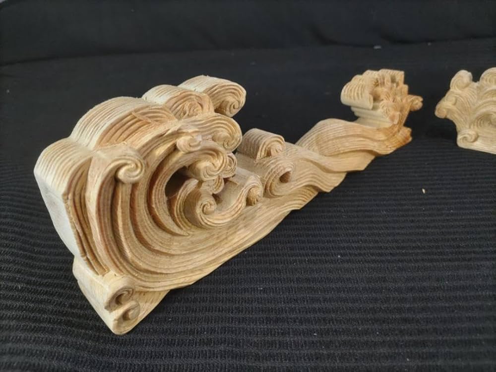★☆【波の彫刻】山車、お宮、だんぢり彫刻部材、お祭り　幅30ｃｍ　1組（2個） 【波の彫刻】山車、お宮、だんぢり彫刻部材、お祭り 幅30cm 1