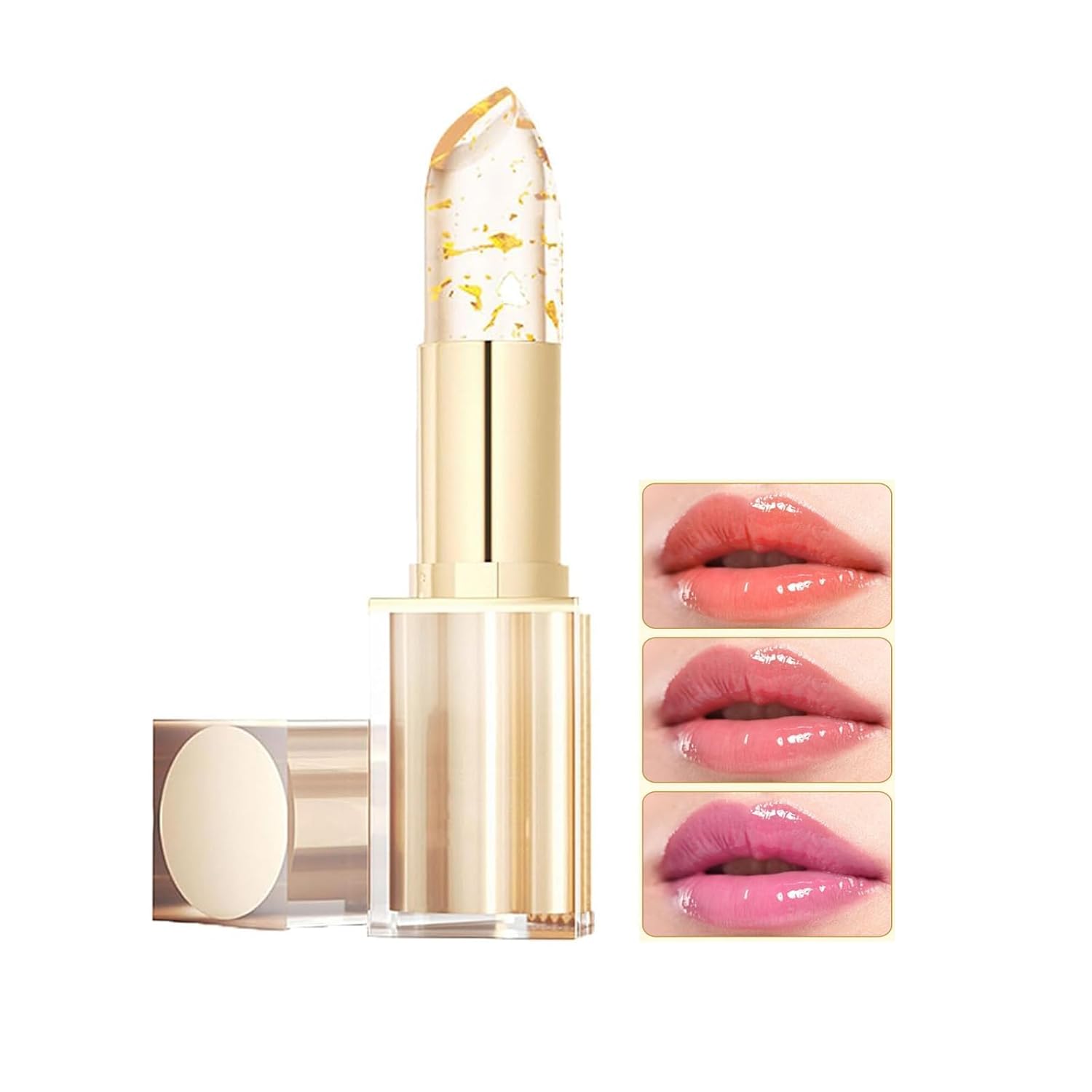MVC Color Changing Lipstick, Gold Crystal pH Color-Changing Lipstick 24HR Transferproof & Moisturizing Lip Gloss,Long Lasting Tinted Lip Balm,Birthday & Galentine’s Gifts Women (1 Count (Pack of 1))