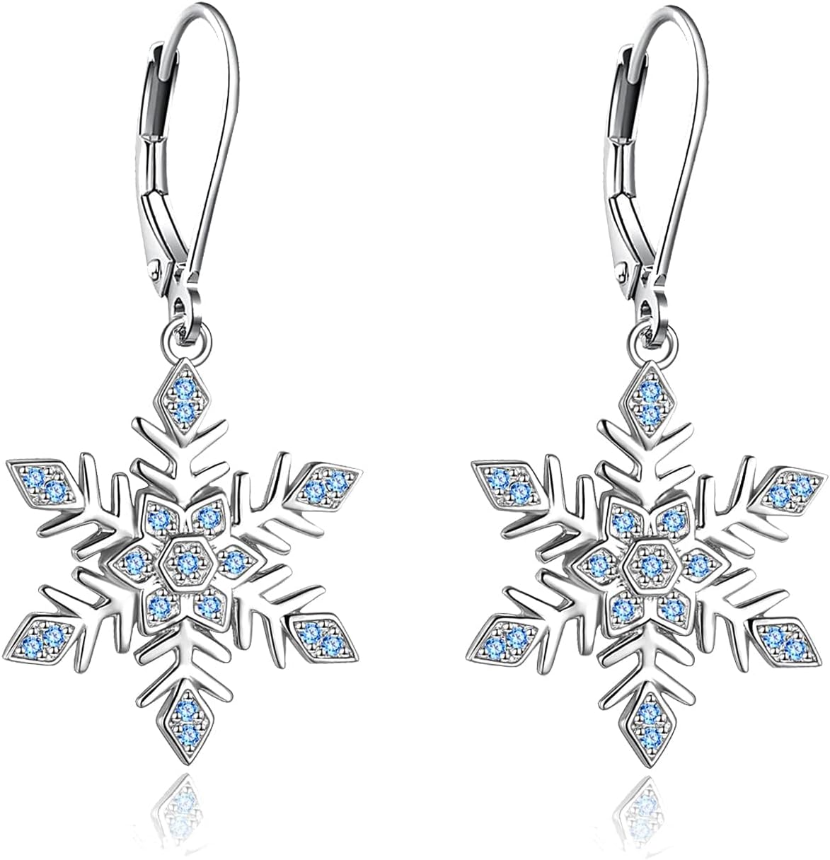 ONEFINITY Snowflake Earrings Sterling Silver Snowflake Dangle Drop Earring for Women Christmas Jewelry Gifts
