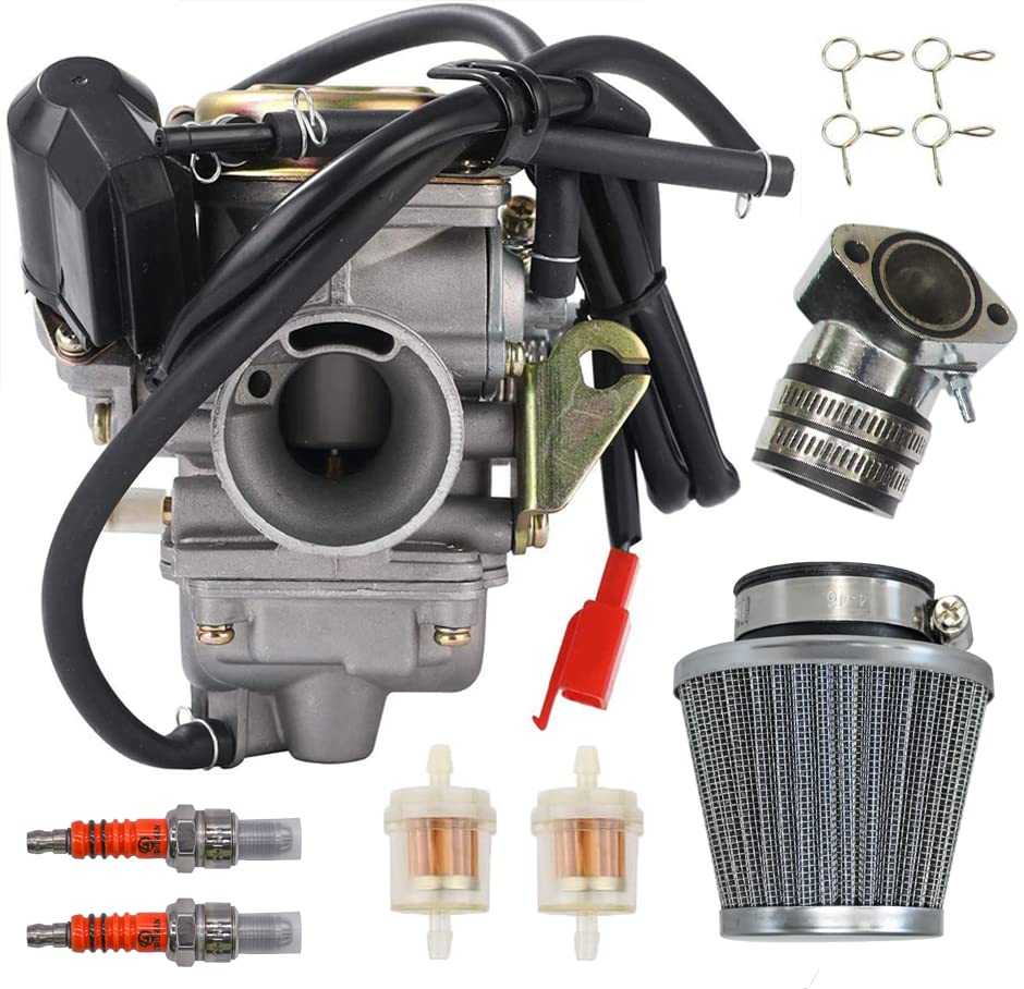 Ewillownm Compatible avec le carburateur GY6 150 cc 24 mm pour PD24J 152QMI 157QMJ Carb 125 cc scooter chinois ATV Go Karts scooter cyclomoteurs avec filtre à...