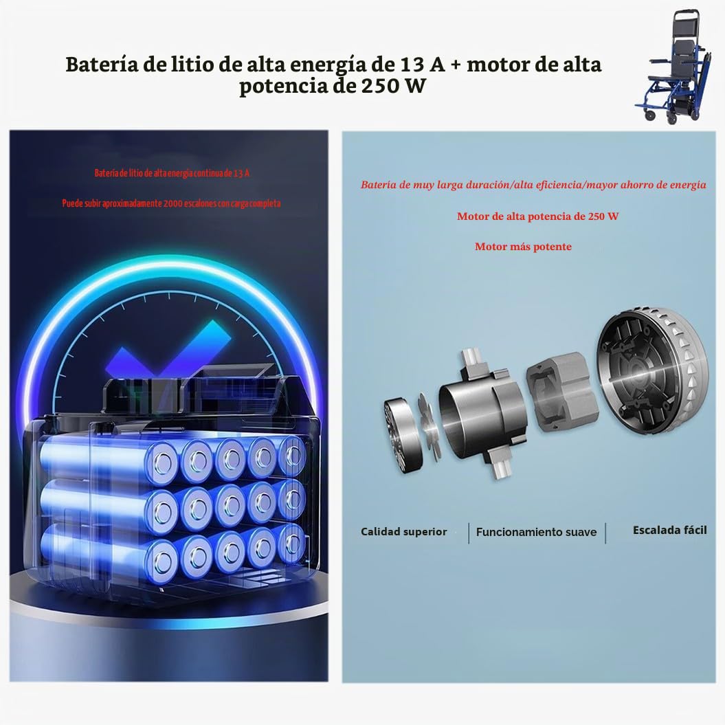 HZWJD Silla Para Subir Y Bajar Escaleras Sin Esfuerzo,Silla Salvaescaleras,Salvaescaleras,Salvaescaleras Para Personas Mayores,Scooter De Movilidad Plegable,Carga 165 Kg A