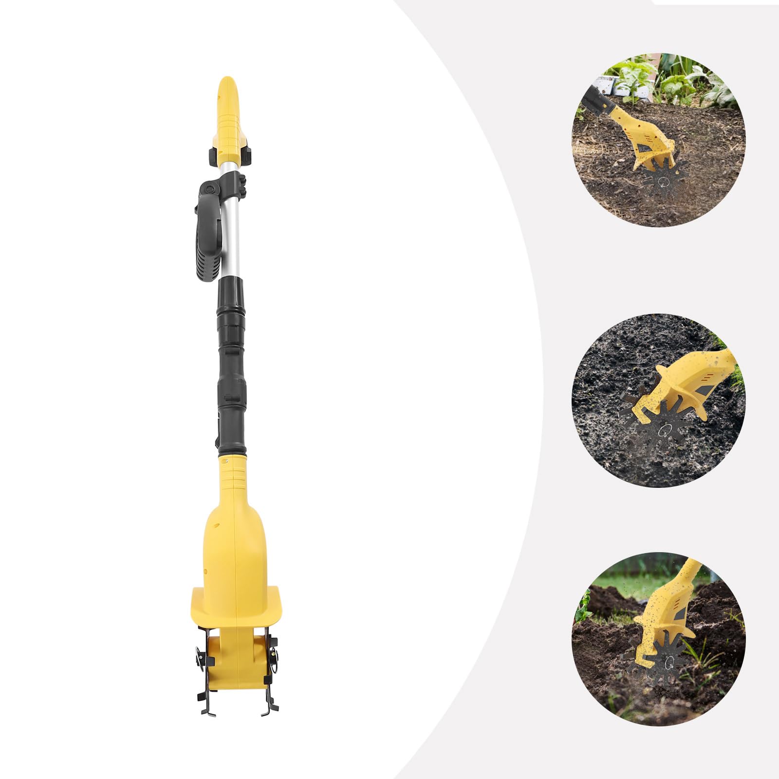 Motoazada | Dispositivo para eliminar malas hierbas, 20 V, azada de suelo, 3,9 pulgadas de ancho, almenas de acero, profundidad del suelo 17 cm