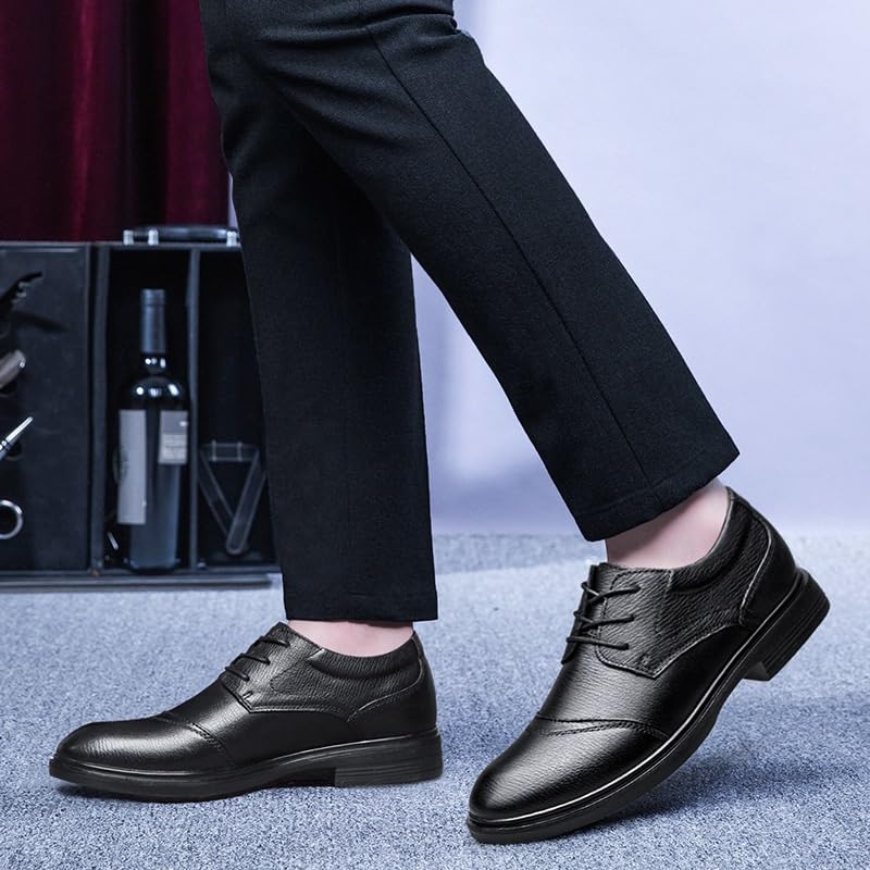 Men's Leather Lace-Up Oxford Shoes Mens Fashion Pointed Toe Casual Dress Shoes Non-Slip Softsole Walking Derby Shoes2
