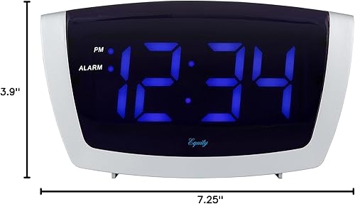 Miniatura 8 de Equity by La Crosse - Reloj despertador LED azul con puerto de carga USB, color plateado