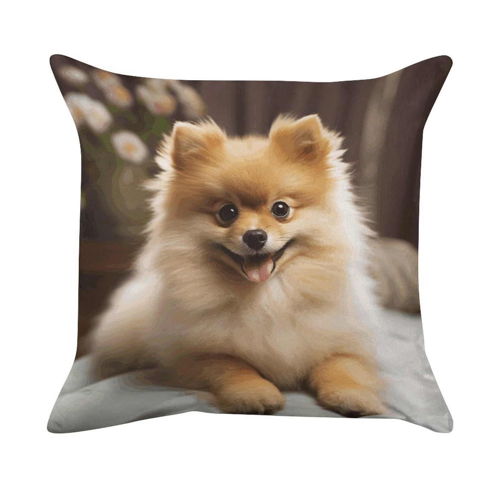 FekiLoot Cute Pomeranian Dog Pillowcase Velvet Throw Pillow Cover Ultra Soft Lumbar Pillow Shells Square Cushion Cases with Zipper Luxury Cozy Pillows Shams for All Seasons