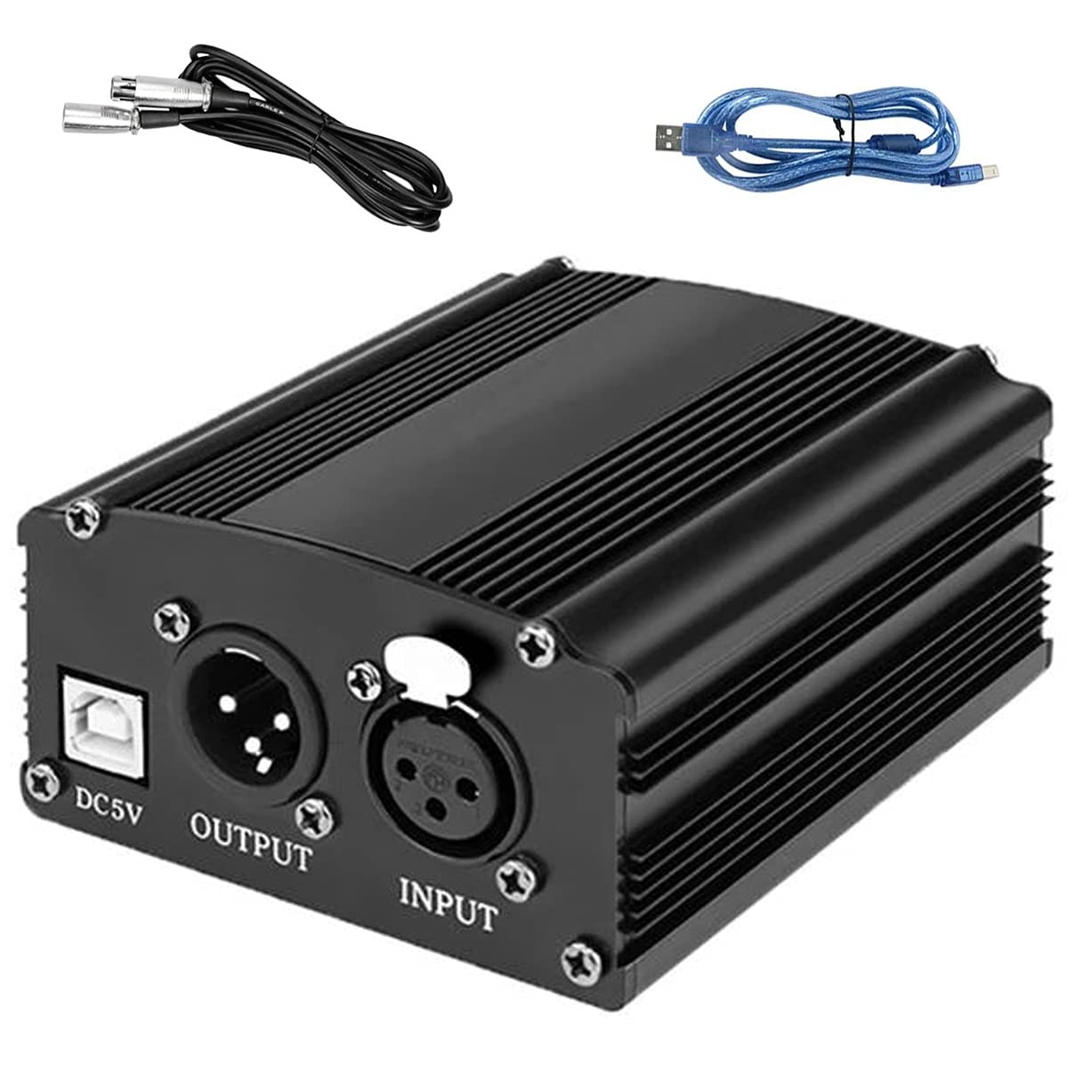 1-Channel Phantom Power, 48V Phantom Power Adapter with XLR Cable , Anti-Noise Stable Power Supply with Improved Shielding Technology for Any Condenser Microphone Music Recording Equipment