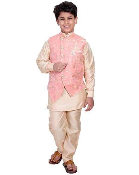 Ethnic Wear Kurta Pyjama with Waist Coat Jacket for Kids and Boys_FE607