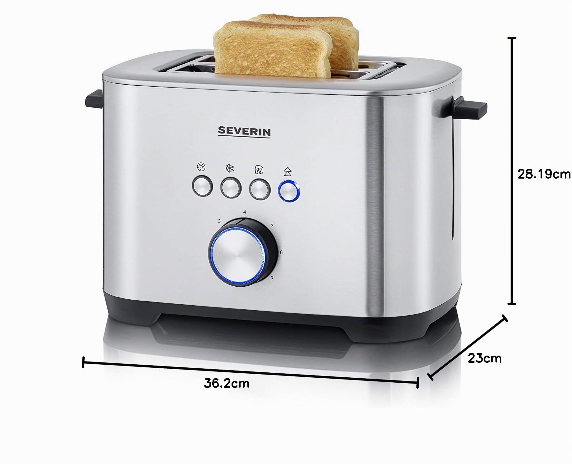 SEVERINToaster mit Bagel-Funktion, geeignet für 2 XXL-Scheiben, Brötchenaufsatz, hochwertiger Edelstahl, 800W, gebürsteter Edelstahl, AT 2510 Küche, Haushalt & Wohnen