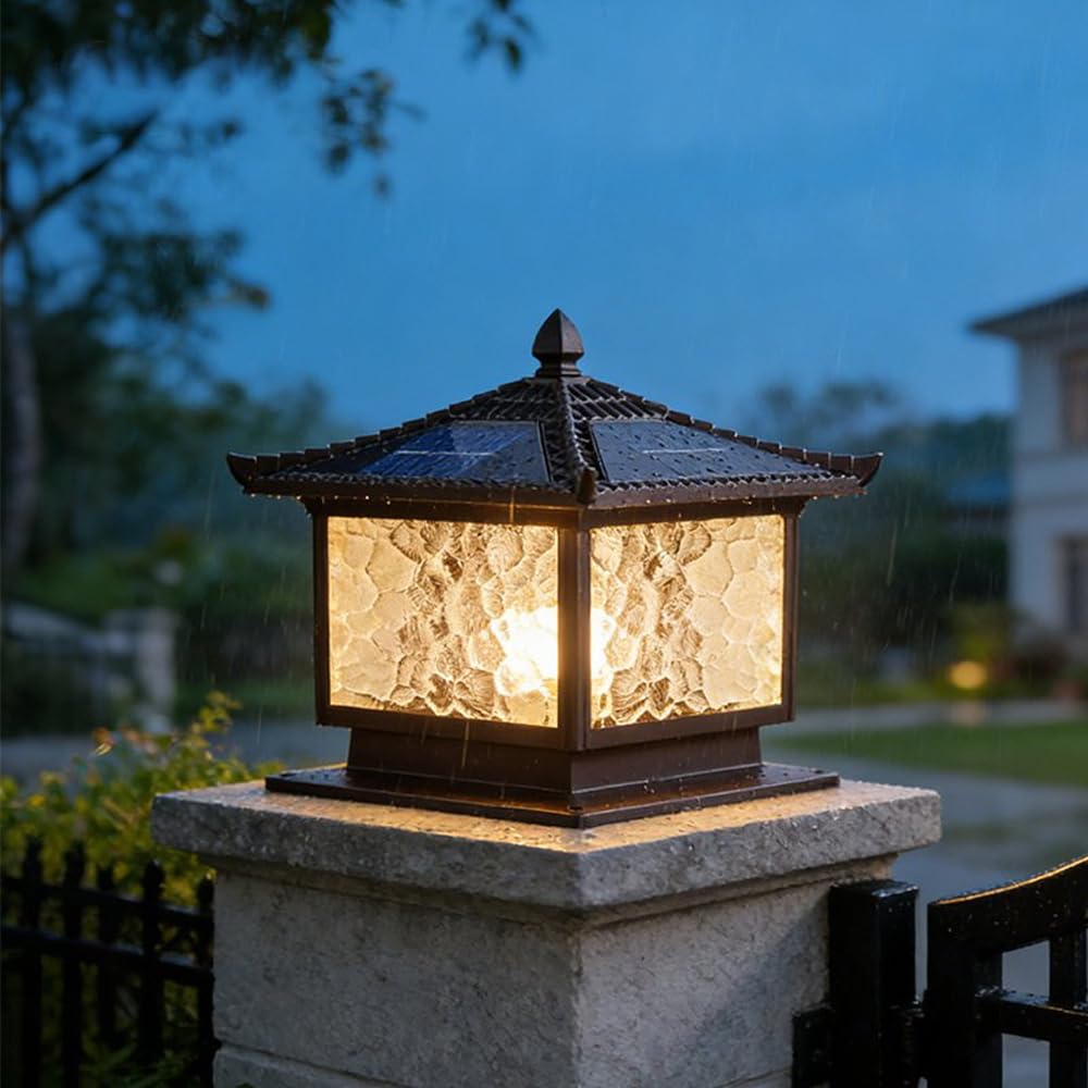 Lampy solarne z pilotem zdalnego sterowania, wodoodporna podstawa LED do montażu na molo do ogrodu, bramy podwórka, kamienne lampy kolumnowe, lampy słupkowe na werandę