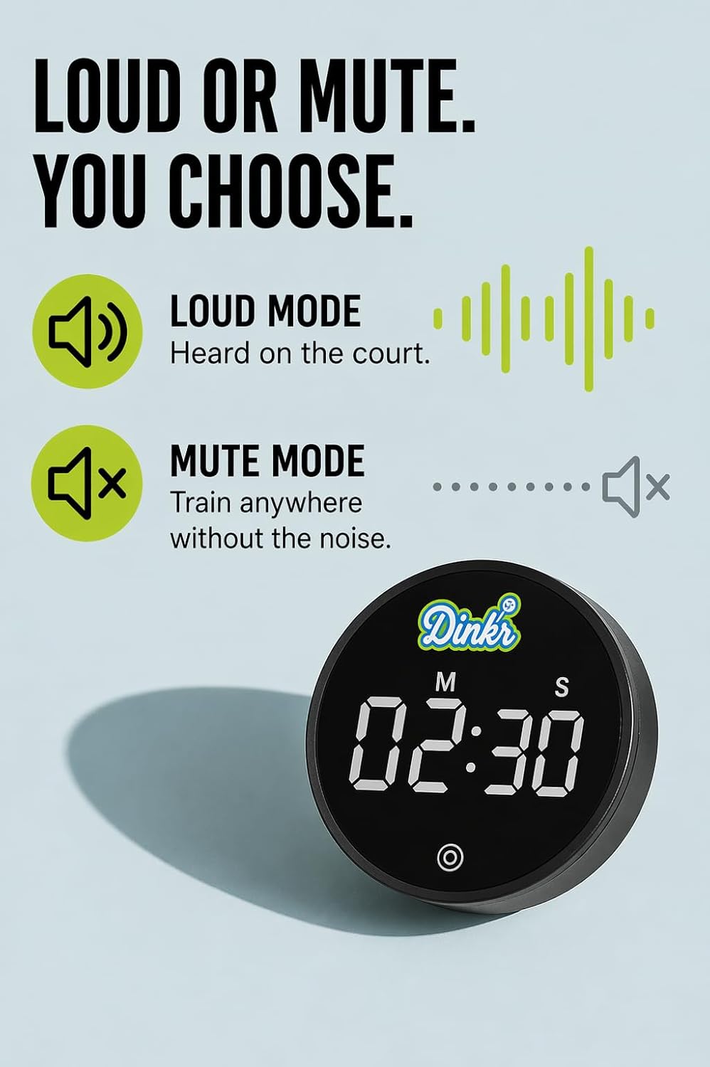Dink’r Magnetic Pickleball Timer – Interval Training Timer for Pickleball Drills, Large Display, Loud Alarm, Strong Magnet for Net Post & Fence – Pickleball Training Equipment