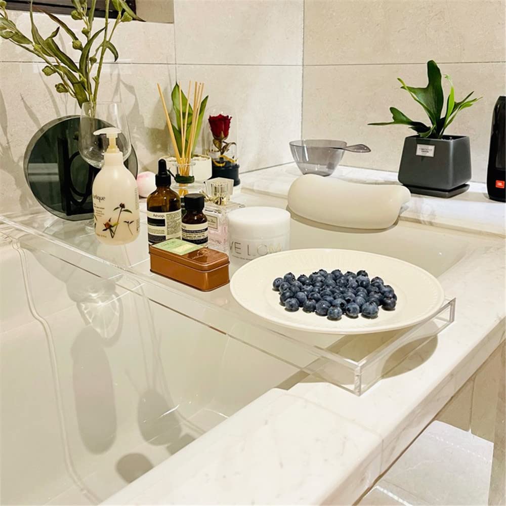 Bandeja transparente de lujo para bañera, elegante estante de almacenamiento para baños relajantes, accesorios de spa, decoración del hogar, organizador de autocuidado