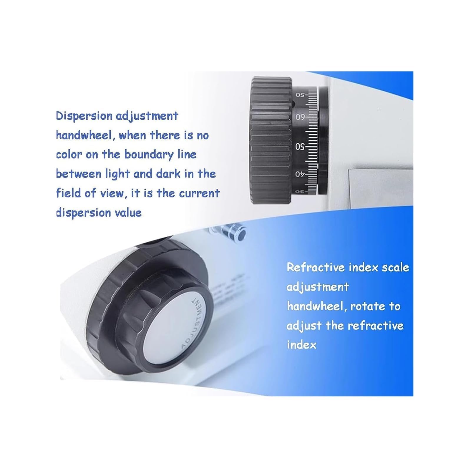 Digitales Refraktometer, misst Brechungsindex 1,3000–1,7000 nD, Brix ± 0,01 %, Genauigkeit ± 0,0002 nD, Temperaturbereich 0–50 °C, Desktop-Design