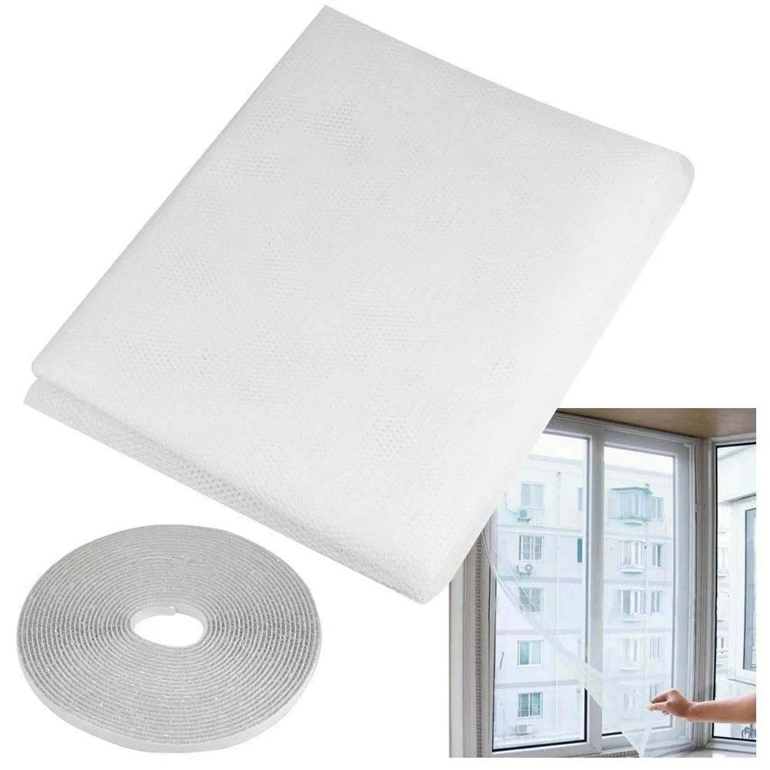 ELECDON Self-adhesive Window Screen, Anti Mosquito Net Adjustable DIY Fly Window Screen Mesh Insect Netting Bug Bee Mosquito Protector With Sticky Tape for most Windows, 100X150cm