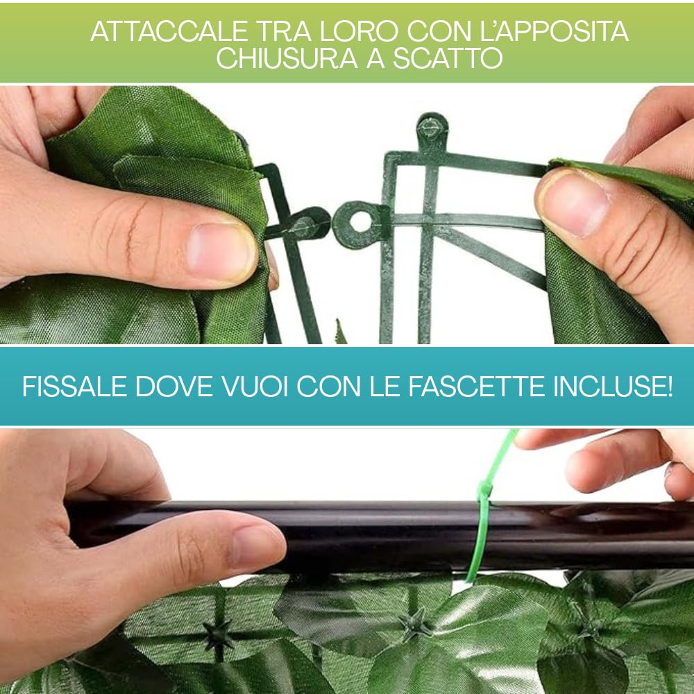 Palucart 3 siepi artificiali 1x3 m siepe da balcone artificiale edera 100x300 cm - M