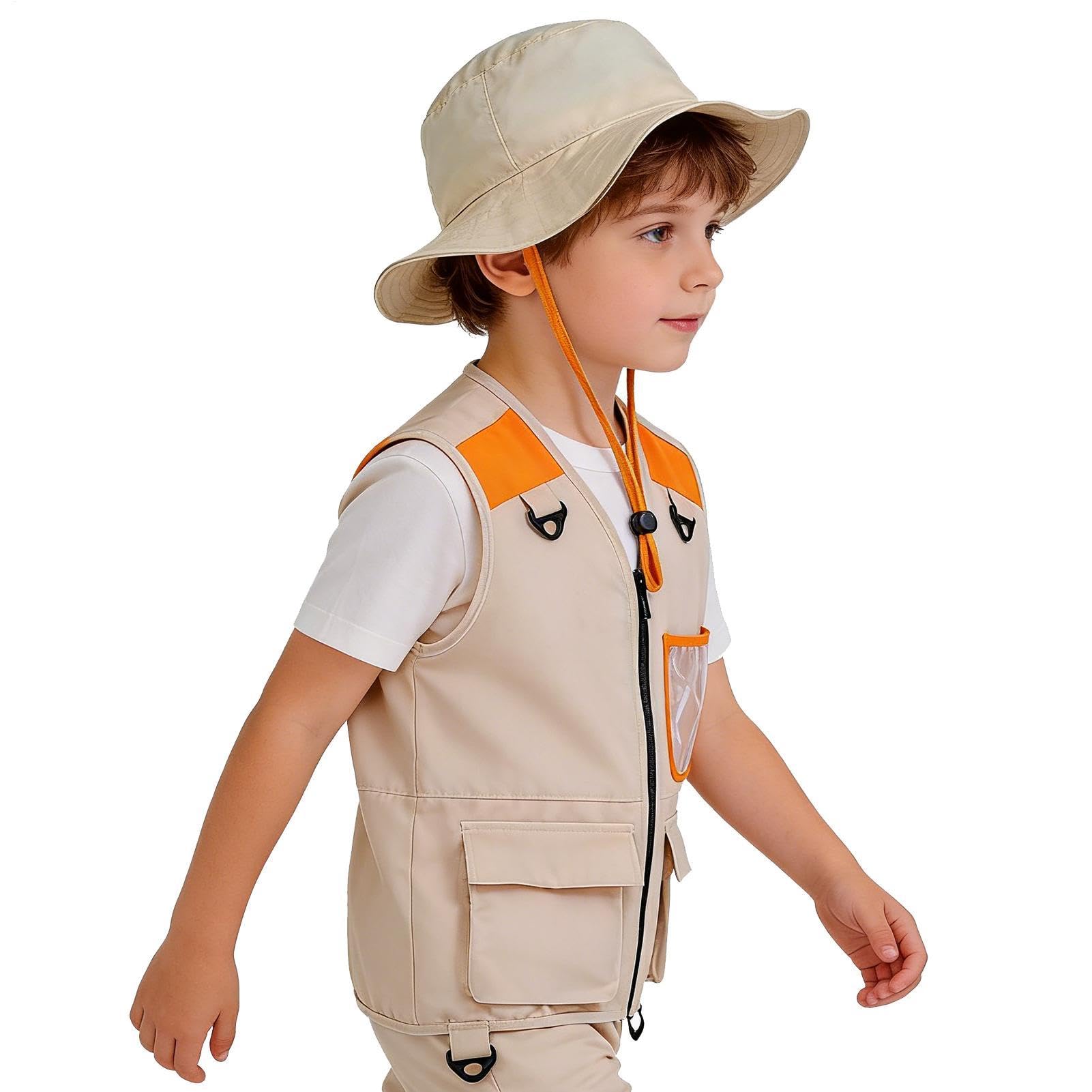 Kids Explorer Kit | with Hat Lightweight Outfit | Sleeveless Kids Explorer Vest Kit,for Boys Girls Outdoor Hiking Fishing Camping Exploration Trekking Backyard