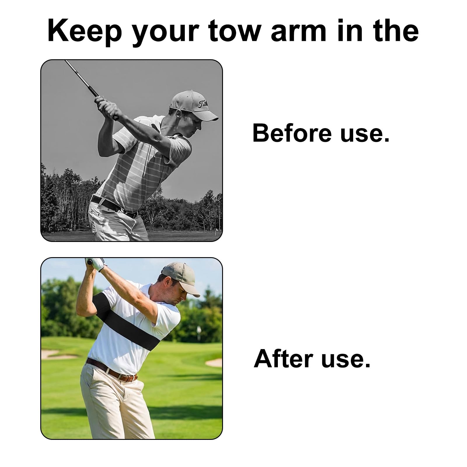 Swing Golf Trainer Brazo Flexible Corrección Postura Plano Swing Principiantes Hombres Mujeres Negro