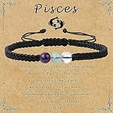 GolbalJew Pisces Zodiac Bracelets for Women Healing Crystal Stone Beads Bracelet Birthday Zodiac Gifts Horoscope Spiritual Bracelet