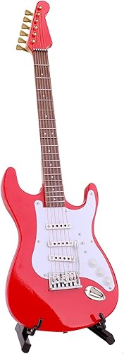Vista 54 de Guitarra eléctrica en miniatura de madera con soporte y estuche, mini instrumento musical, réplica de guitarra eléctrica, figuras coleccionables