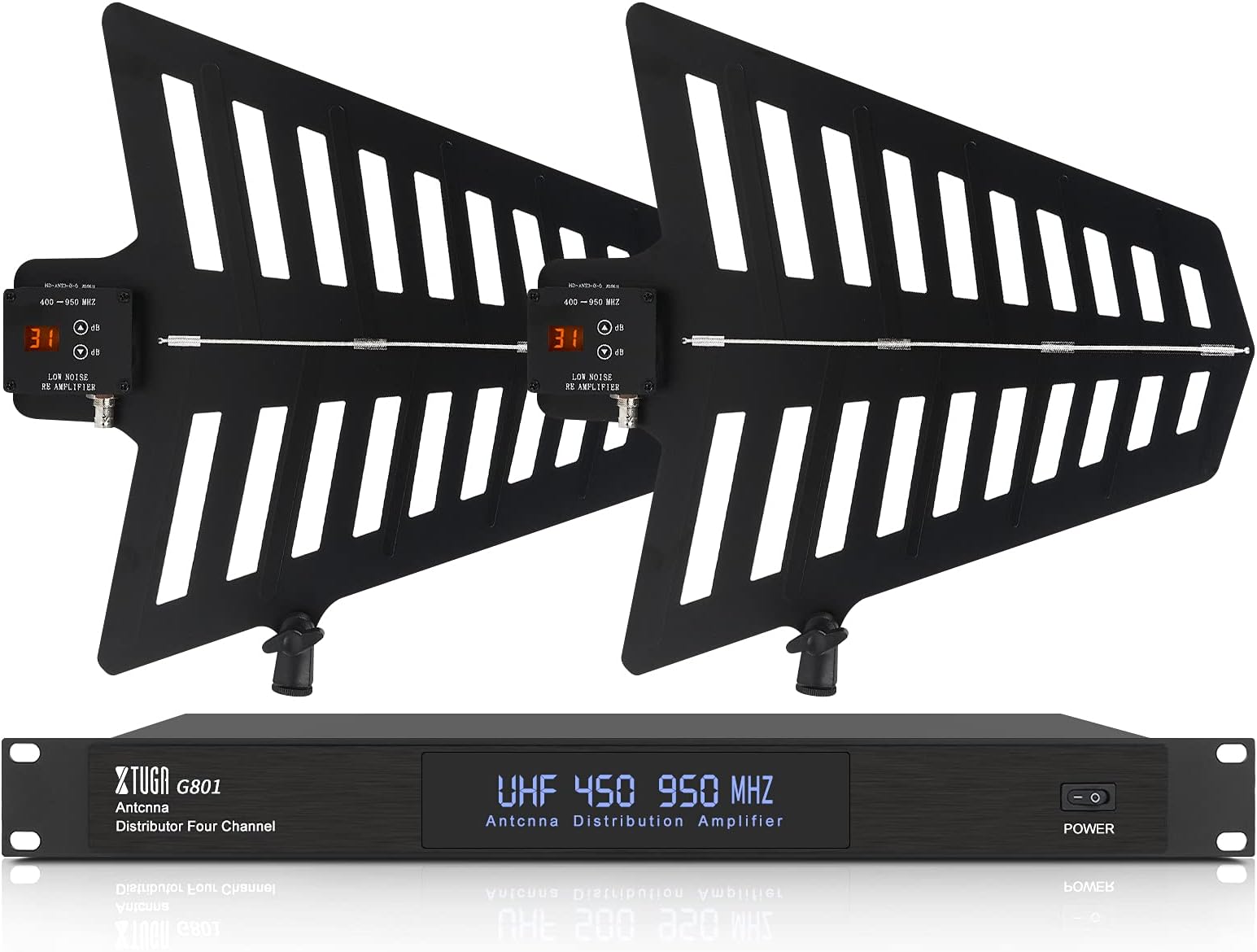 XTUGA GA816 Wireless Antenna Distribution System, 2600ft Long Range Signal Amplifier for Stage Performance, Outdoor Broadcasting & Large Venues, UHF Signal Combiner (400-950MHz)