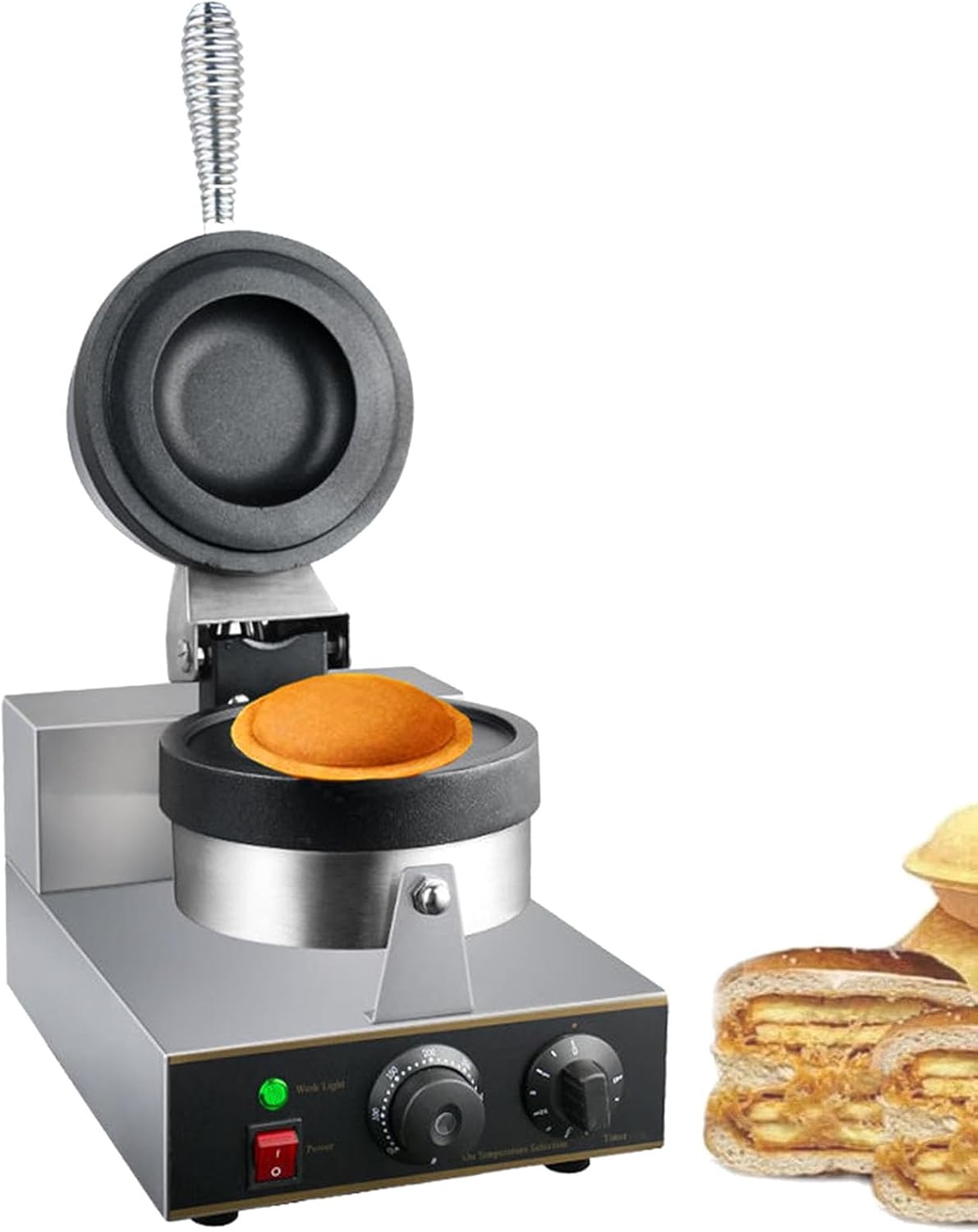Sandwich Press Machine,Hamburger Waffle Maker Mold,for Home & Commercial,Ajustable Temperature,Double-sided Heating, Non Stick Coating