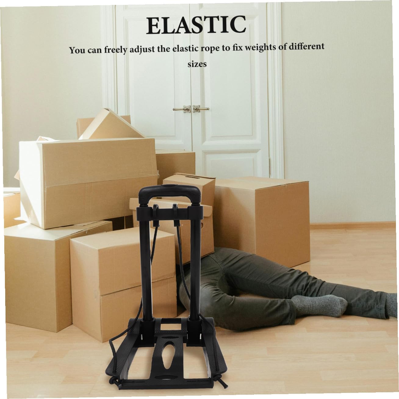 Healvian Carrito de Compra Portátil Plegable Pequeño Ruedas Dobles Base de Plástico Reforzado y Cordón Elástico Ajustable para Equipaje y Traslado Fácil en Viajes y Mudanzas