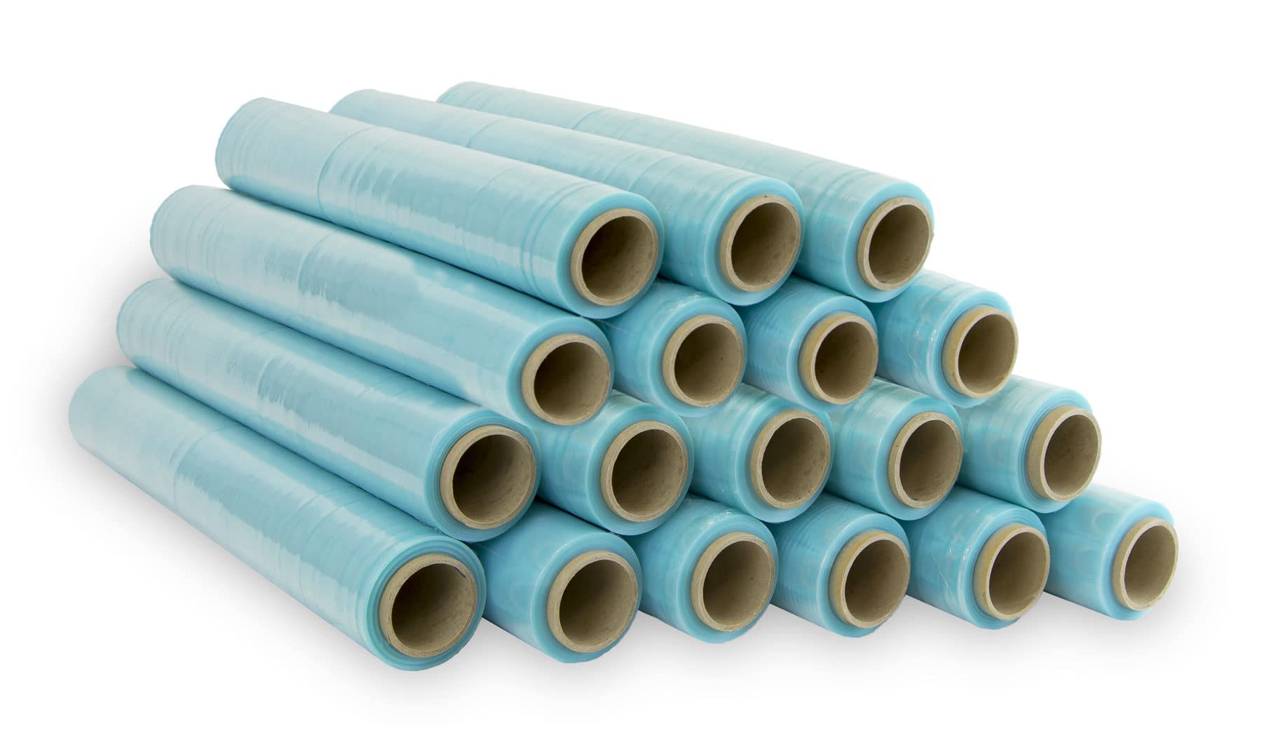OFITURIA Rollo Film Elástico de Plástico Estirable Transparente 70% Reciclado, 50 cm Extensible 300 m, Largo Protector de Embalaje Industrial Resistente para Embalar y Paletizar, 18 Rollos, COM0412