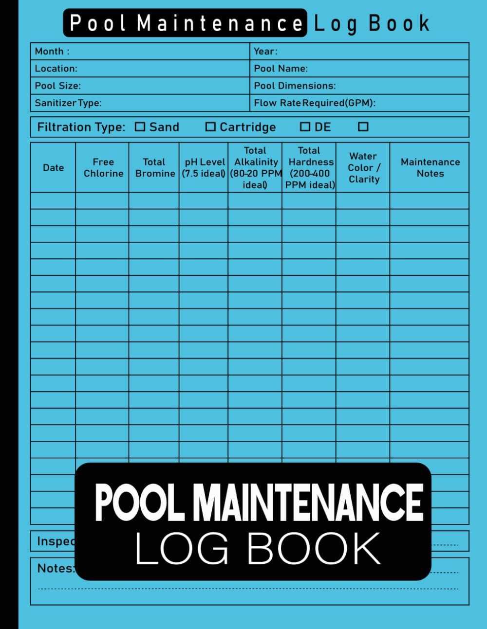 pool maintenance log book: Swimming Pool Information...
