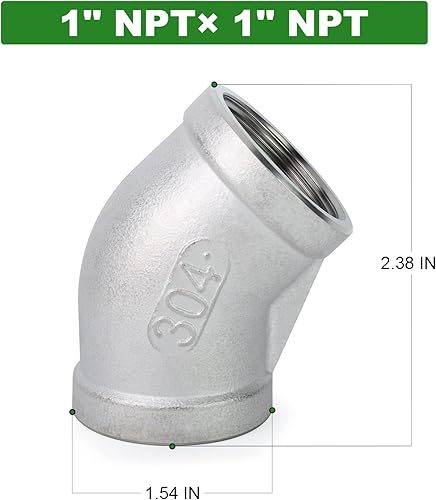 Miniatura 2 de TAISHER 2 piezas de acero inoxidable 304 accesorios de codo de 90 grados, tubo hembra NPT de 1 pulgada a 1 pulgada NPT hembra 304 accesorio de