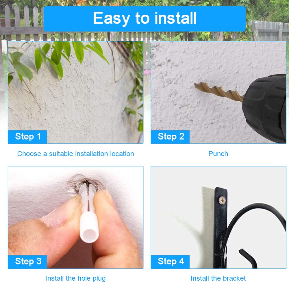 Ganci Da Parete Per Piante Sospese - 4 Pezzi In Ferro - Per Vasi, Lanterne, Decorazioni Esterno