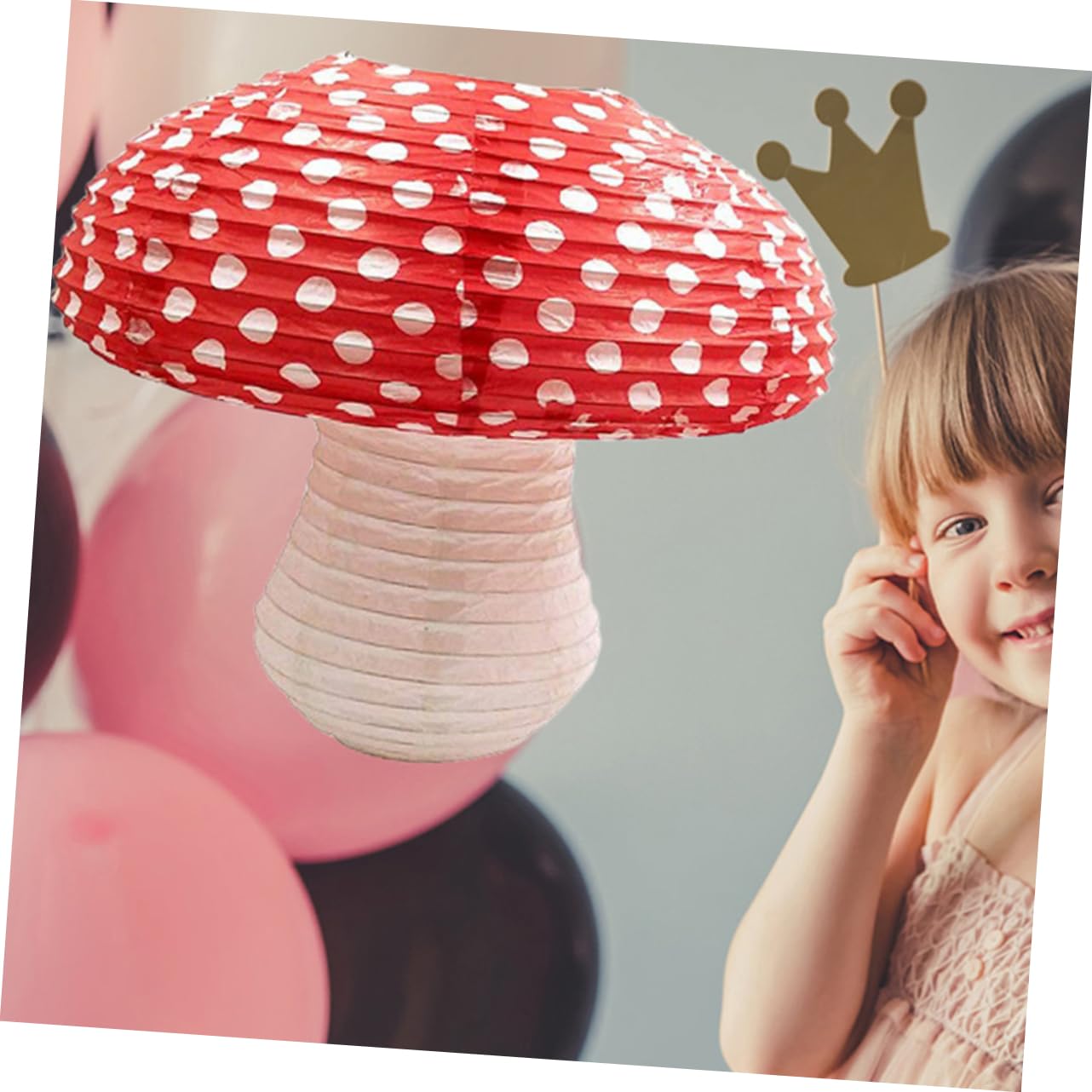 Lampade Cinesi a Forma di Fungo in Carta 4 Pezzi Rosse