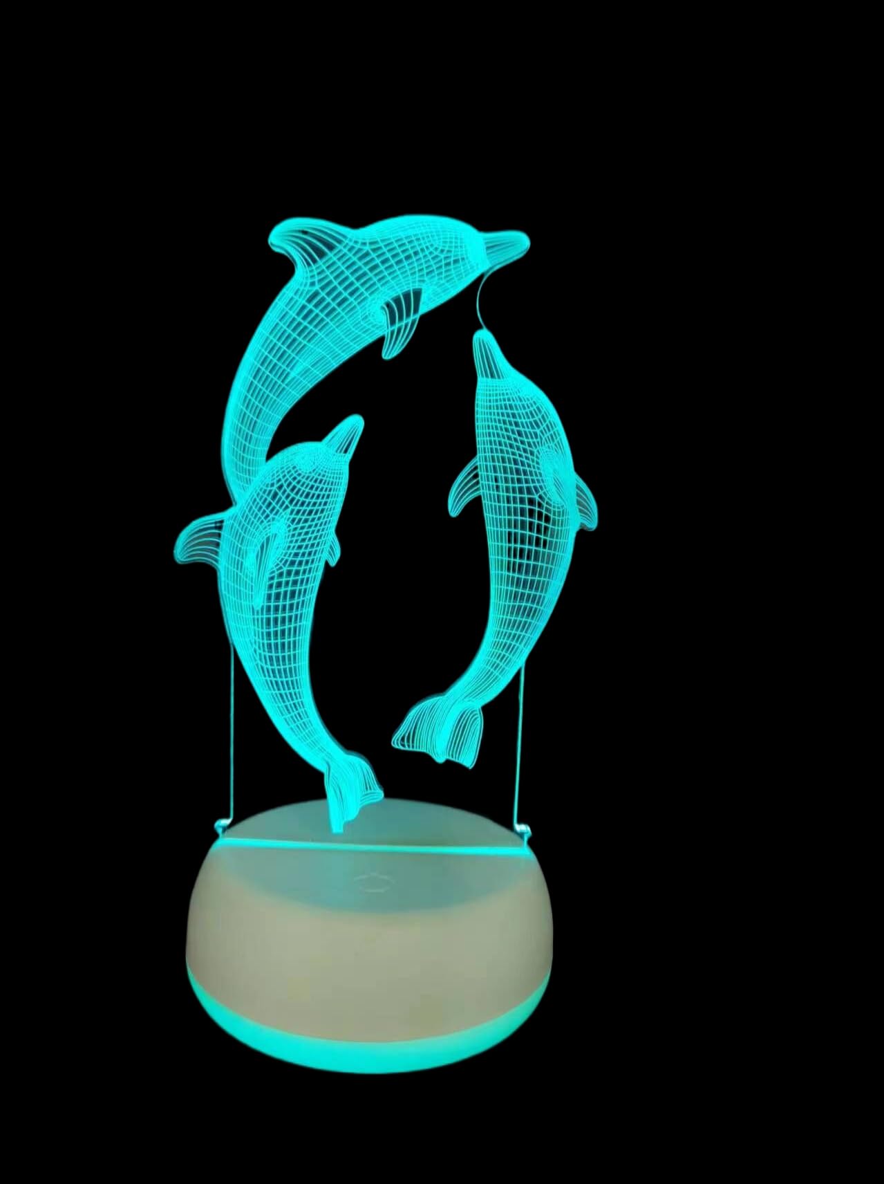 Dolphin Acrylic 3D Illusion Night Lights USB LED Table Lamp Touch Switch Control Home r2d2 3D Arts Lamp - 7 Colors Changing Bedroom Decor Night Light Gifts (Dolphin)