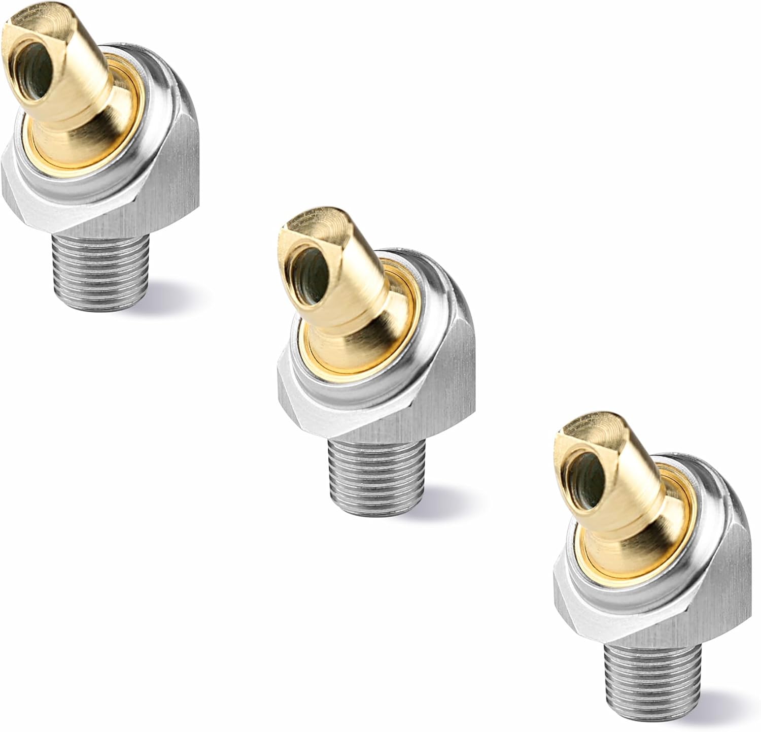 3 Pcs 1/4" M6 PT 304 Stainless Steel Brass Coolant Nozzle, Adjustable Oblique Hole High Pressure Cooling Nozzle, for Jewelry Carving Lathe, Milling, CNC Machine Industrial Nozzle