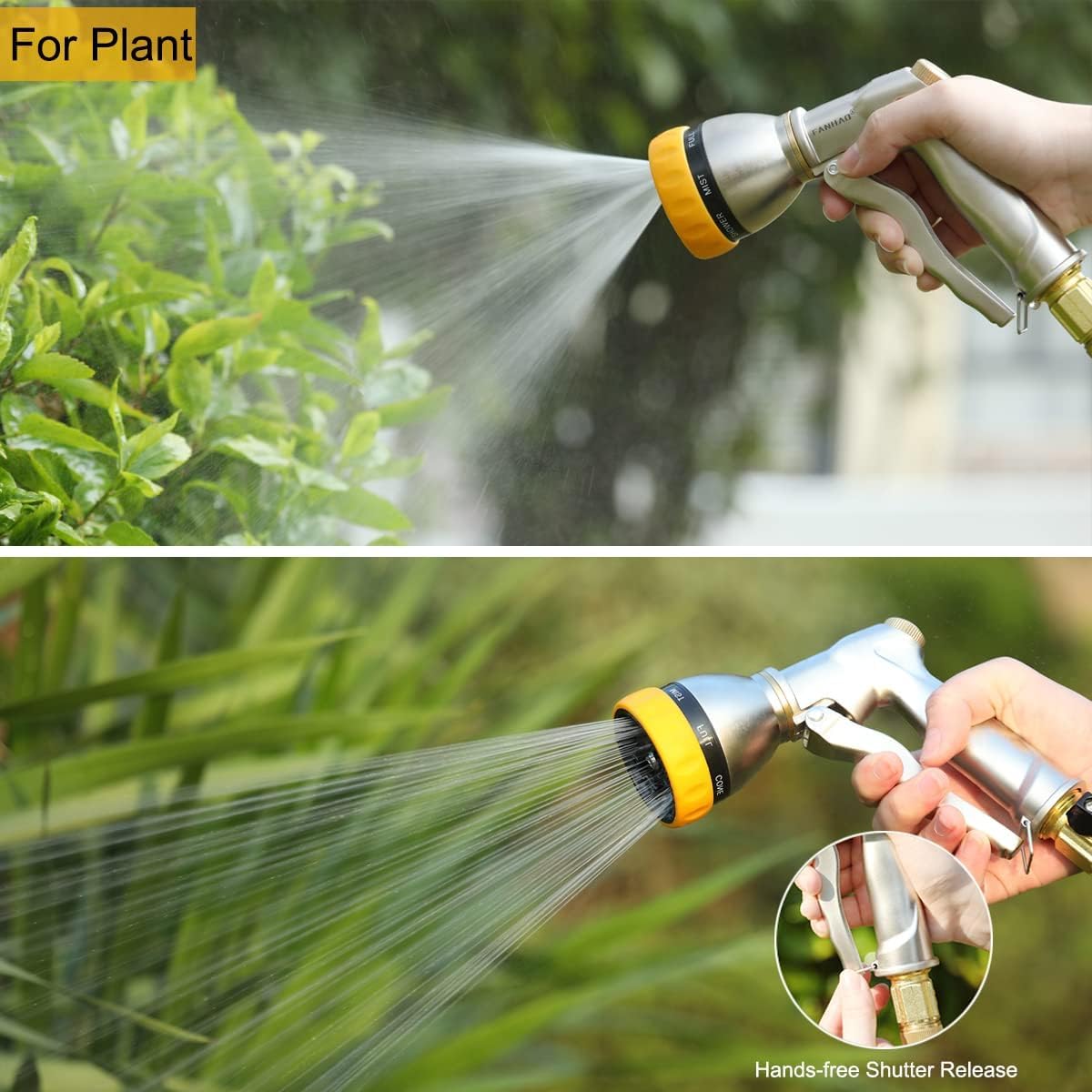 FANHAO Pistolet d'arrosage jardin Métal très résistant à 7 spray pour arroser fleurs et plantes ou laver voitures et objets. Pistolet d'arrosage et douchette de jardin multifonction