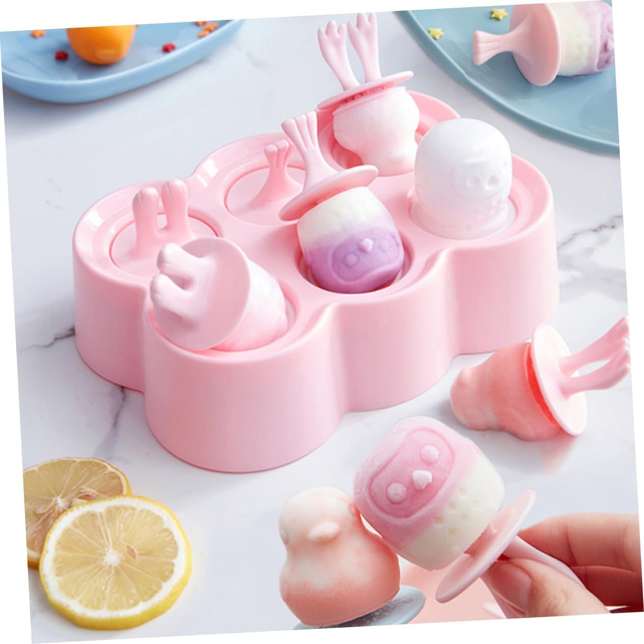 4sets Silicone Ice Mold for Diy Pop Ice Molds Animal Shape Easy to Clean Reusable
