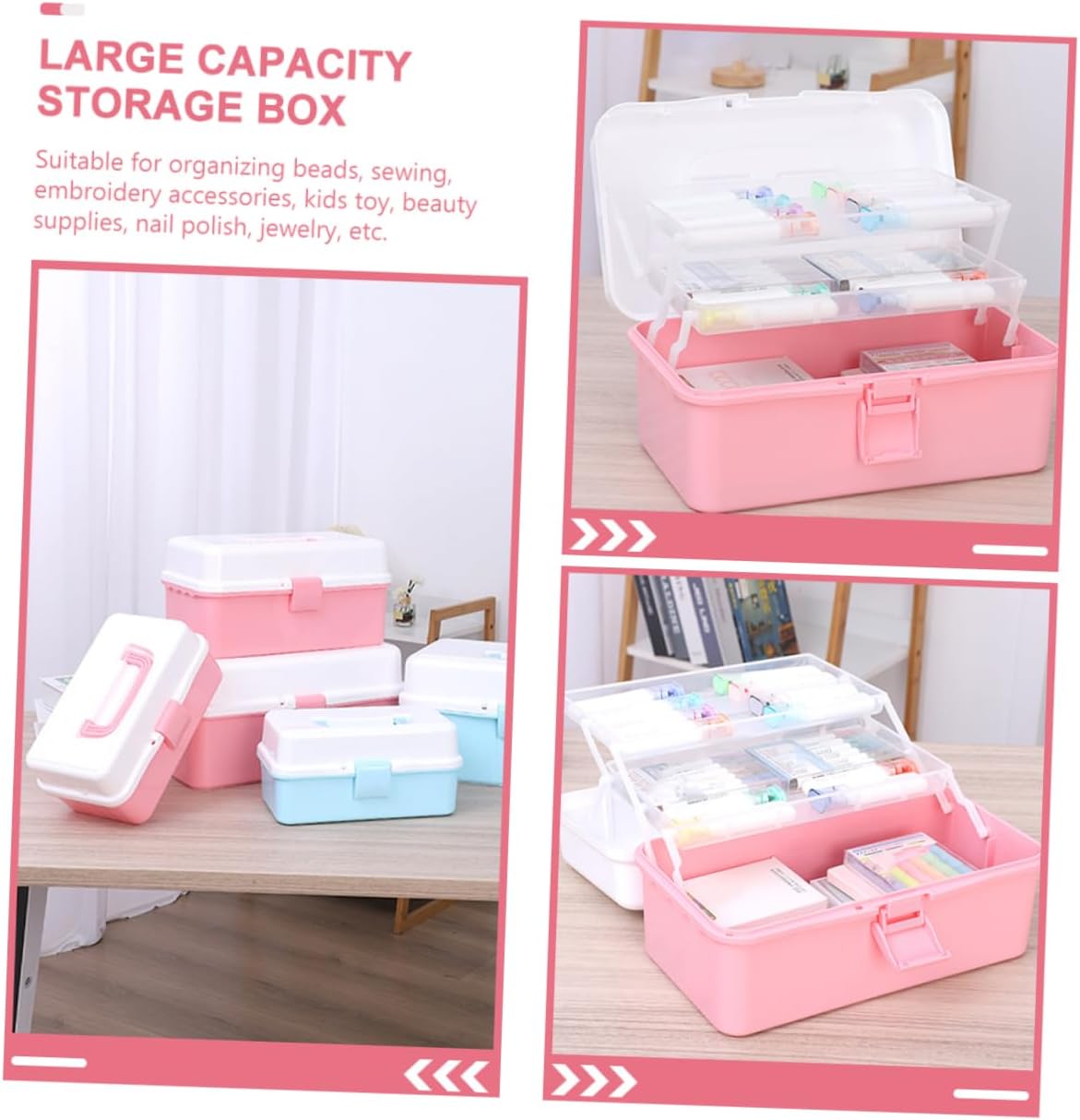 Portable Storage Box with Layered Separation Step Design for Small Items