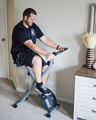 Miniatura 8 de ATIVAFIT Bicicleta estática plegable para interiores, bicicleta estática magnética 3 en 1 vertical reclinada para entrenamiento en casa