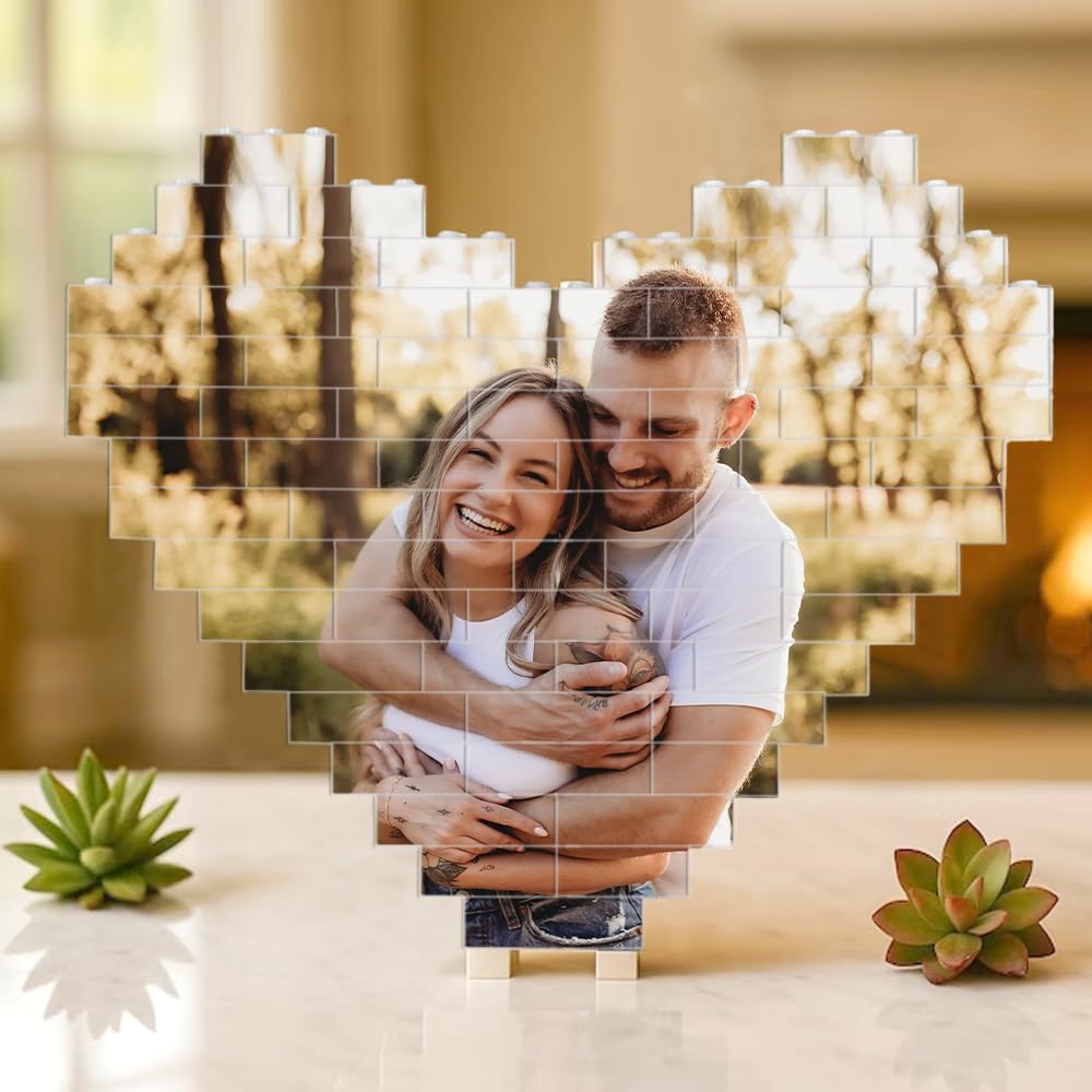 Amazon.com: Custom Heart Building Brick Photo Block, Personalized